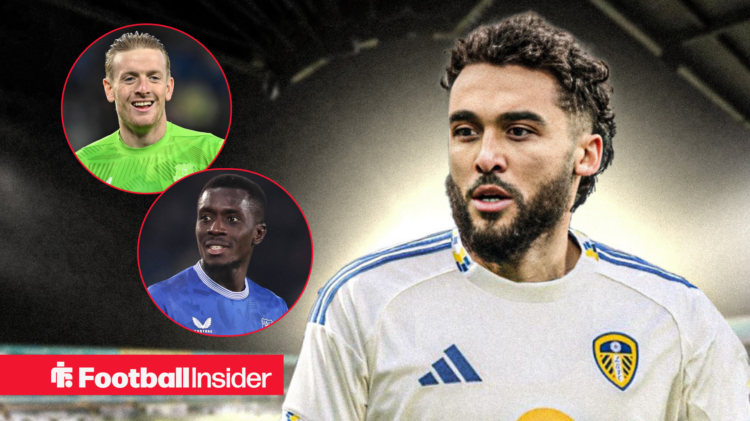 Leeds United's Dominic Calvert-Lewin, Everton duo Jordan Pickford and Idrissa Gueye