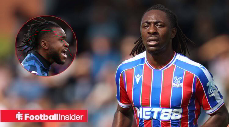 Eberechi Eze in action for Crystal Palace alongside a head shot of Ademola Lookman.