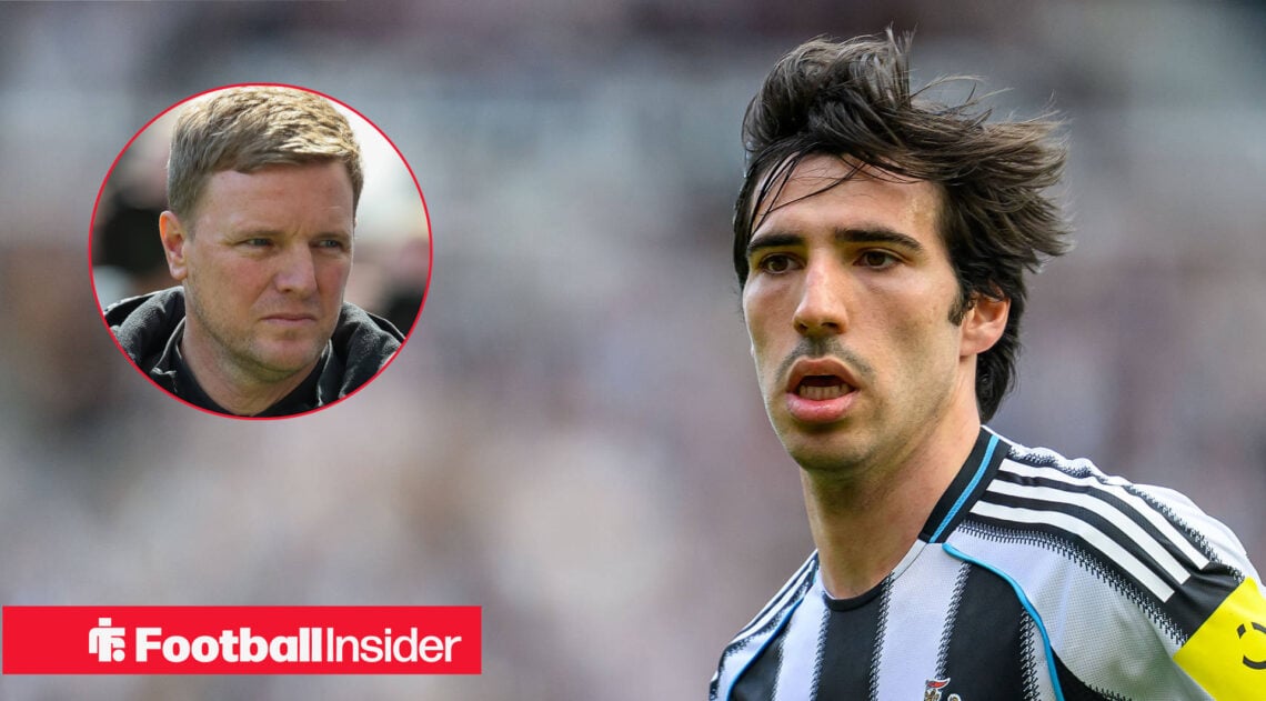 Newcastle midfielder Sandro Tonali and manager Eddie Howe.