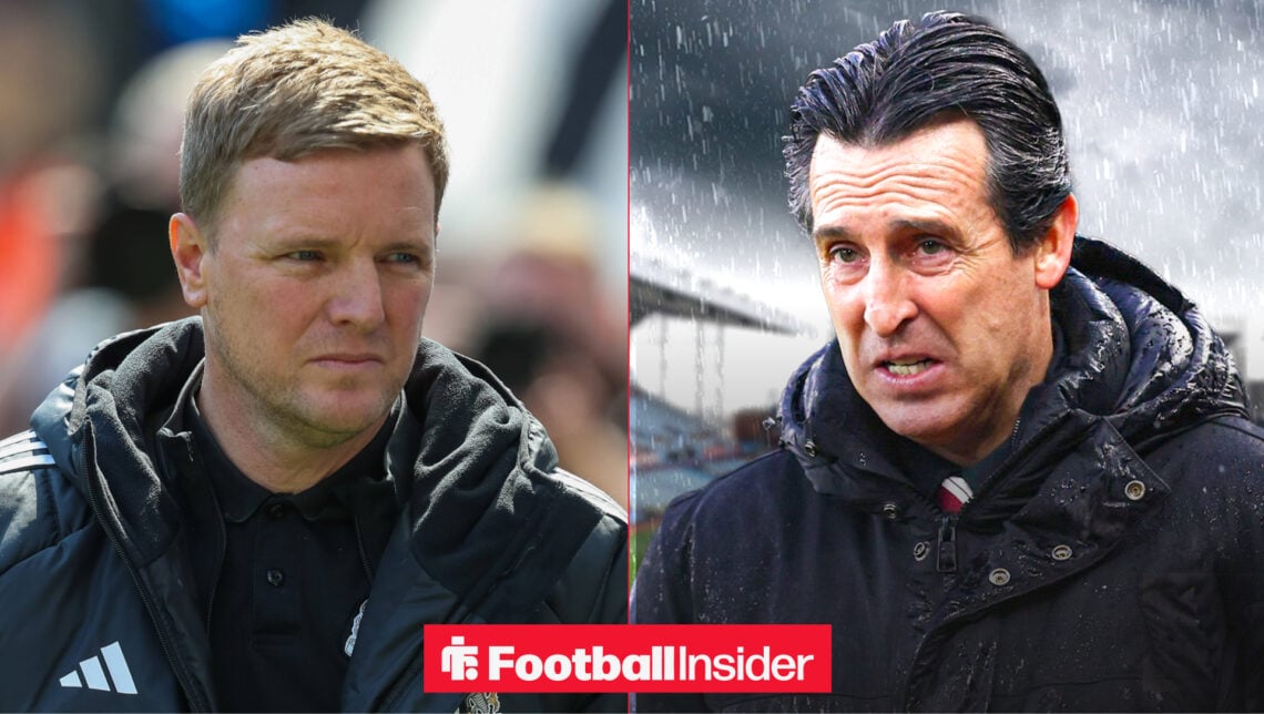 Eddie Howe alongside Unai Emery looking unhappy