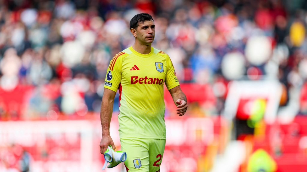 Emi Martinez in action for Aston Villa