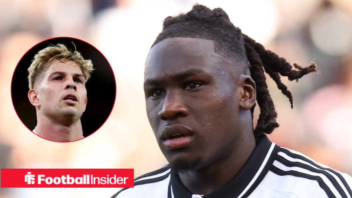 Emile Smith-Rowe in a circle frame next to Calvin Bassey