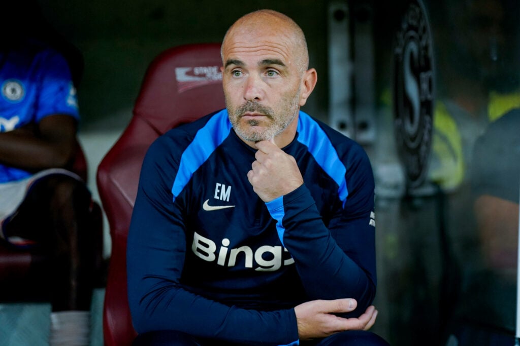 Enzo Maresca pictured on the sidelines during a Chelsea match.