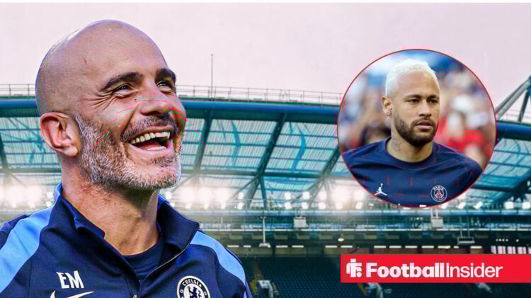 Chelsea boss Enzo Maresca smiles at a headshot of Neymar