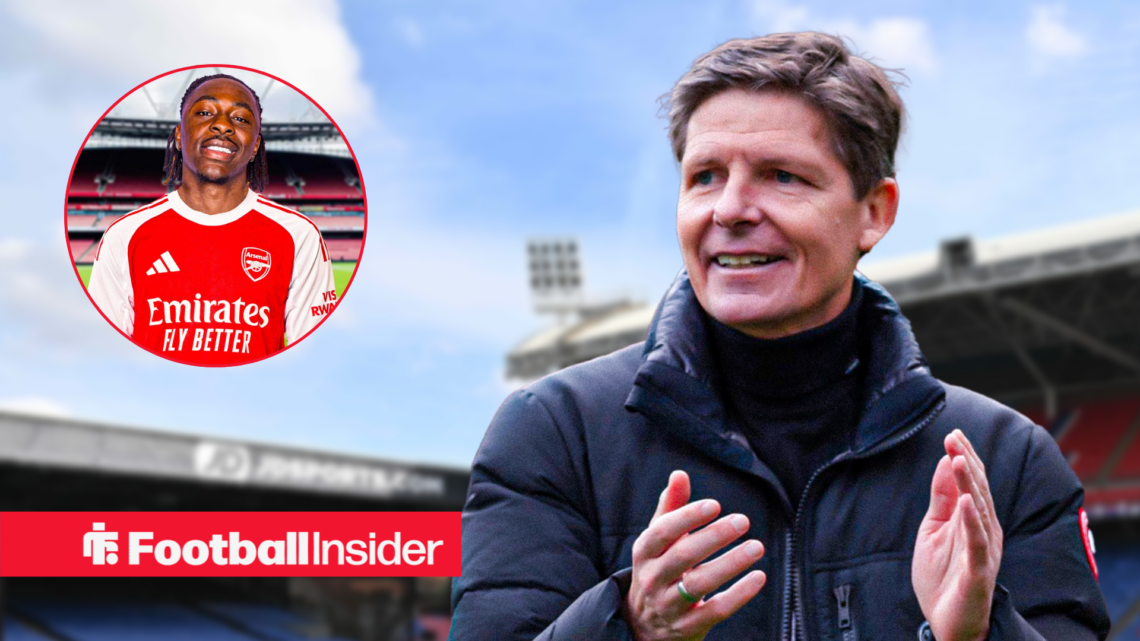 Iliman Ndiaye in an Arsenal kit, Oliver Glasner smiling