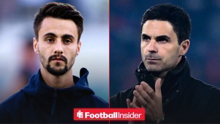 Arsenal midfielder Fabio Vieira in a side-by-side picture with Arsenal manager Mikel Arteta