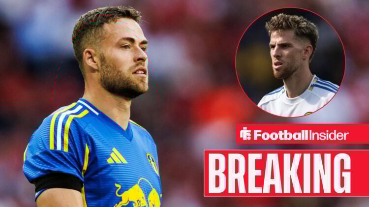Gabriel Gudmundsson looking sad, Anton Stach in a circular inset, breaking news banner