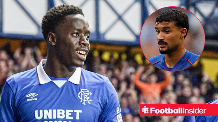 Rangers winger Djeidi Gassama looks across at teammate Jefte