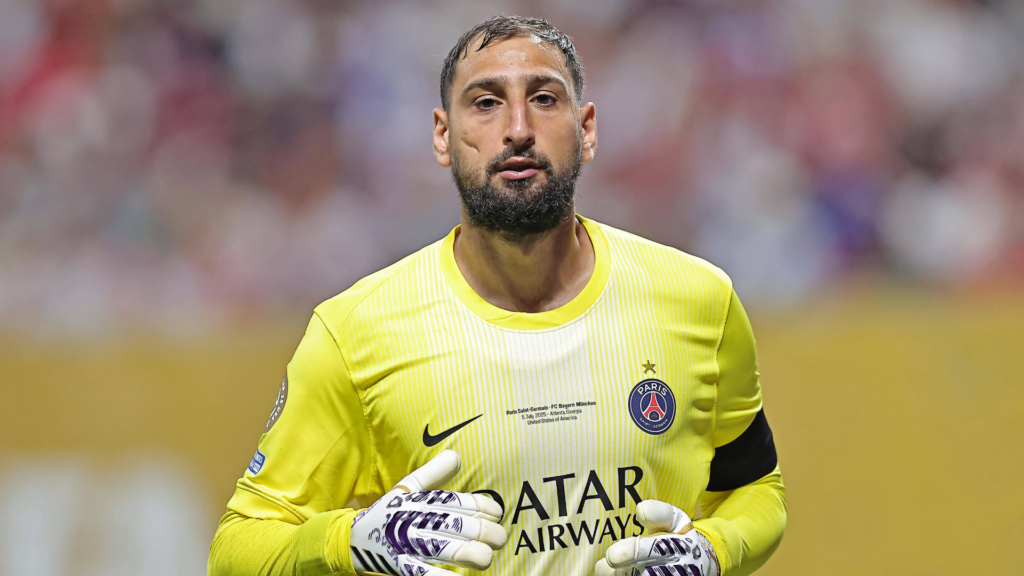 Gianluigi Donnarumma in a yellow PSG shirt