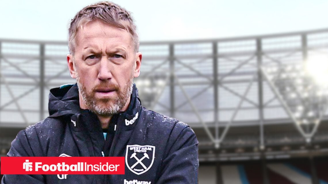 Graham Potter in a West Ham jacket at the London Stadium