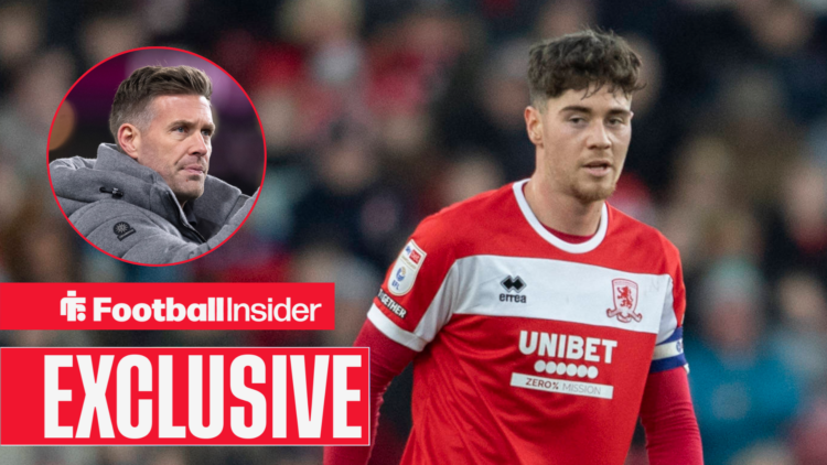 Hayden Hackney in a Middlesbrough shirt, Rob Edwards in a circular inset.