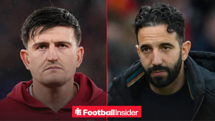 Man United's Harry Maguire and manager Ruben Amorim