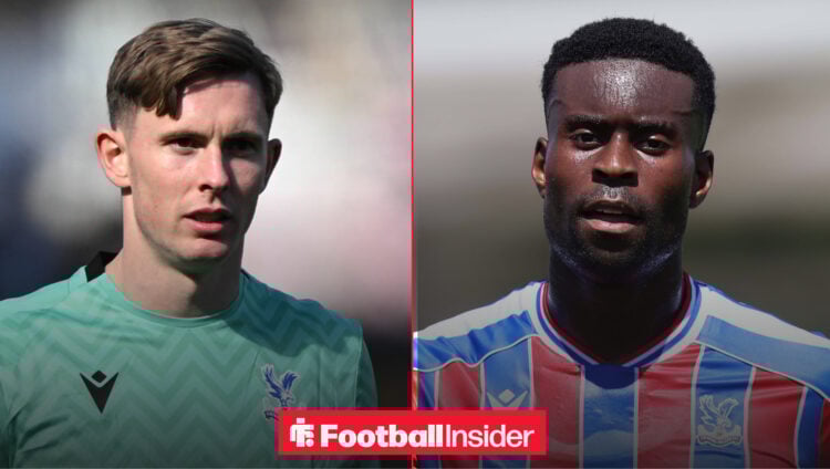 Crystal Palace stars Dean Henderson and Marc Guehi pictured during action for the club.