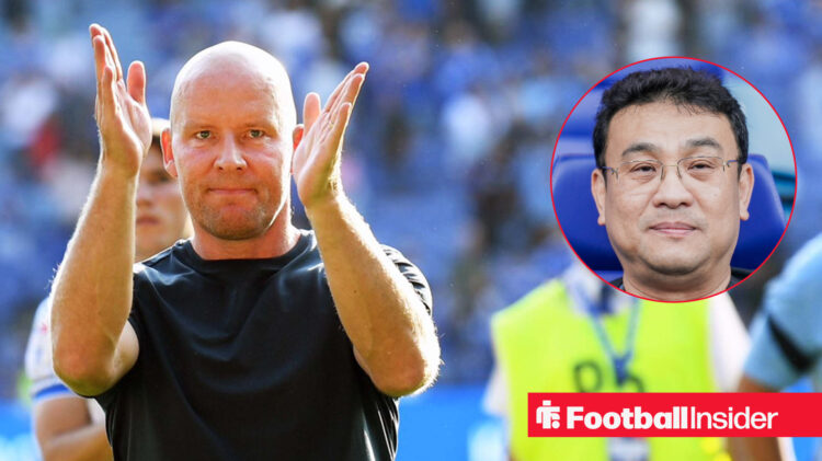 Sheffield Wednesday boss Henrik Pedersen claps his hands alongside a headshot of Dejphon Chansiri