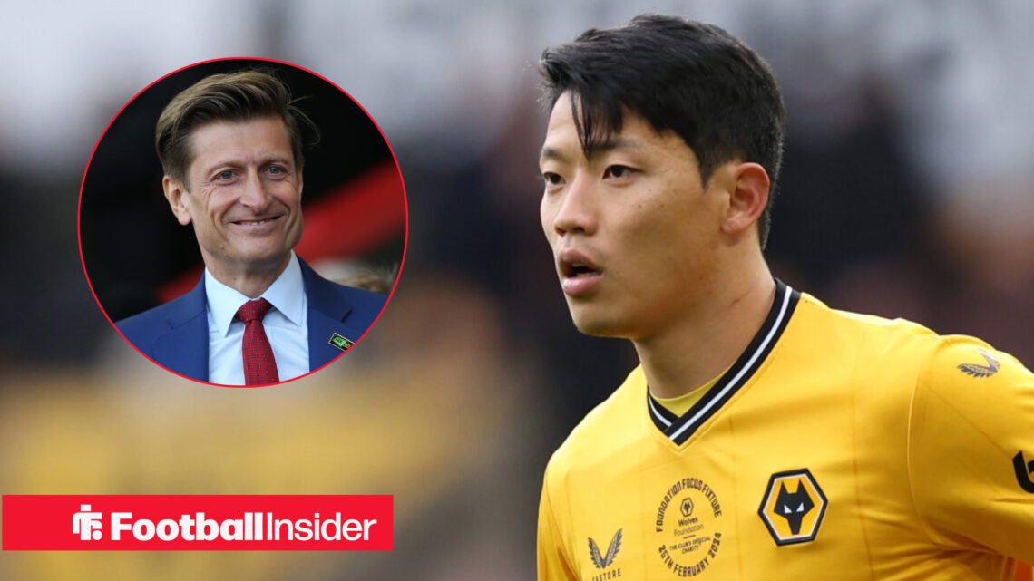 Hwang Hee-Chan in a Wolves shirt, Steve Parish in a circular inset