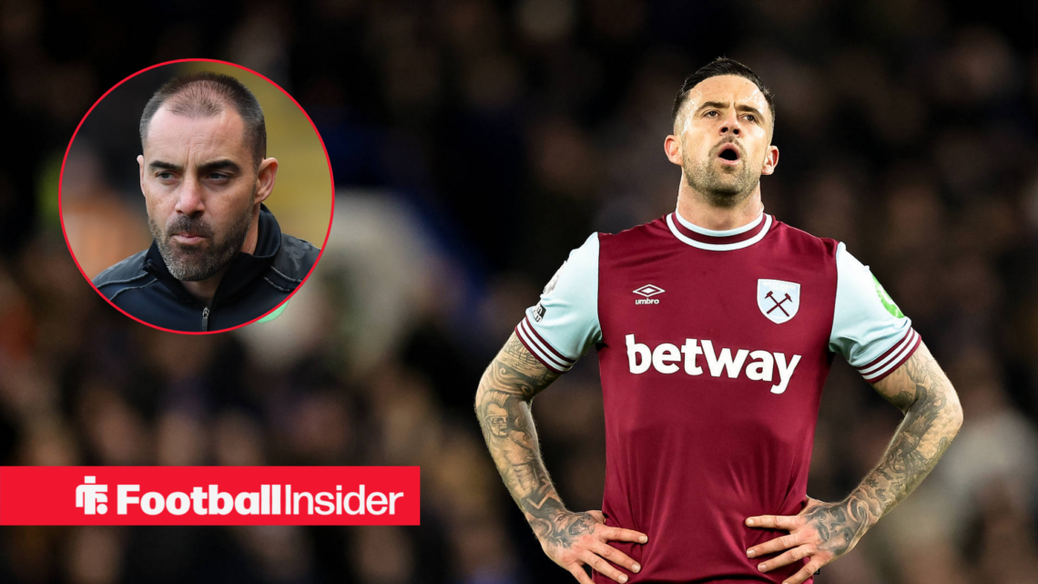 Danny Ings in a West Ham kit, Ruben Selles in a circle