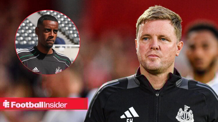 Alexander Isak and Eddie Howe of Newcastle United