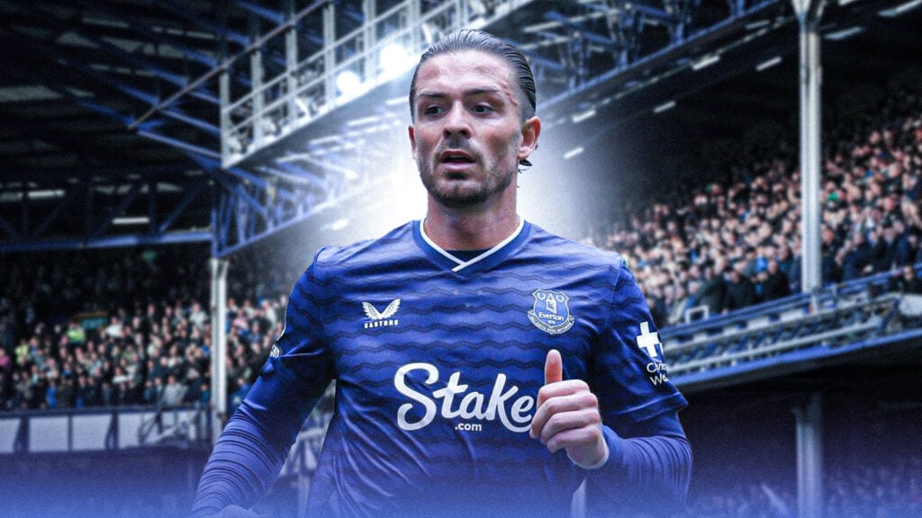 Jack Grealish in Everton's home kit