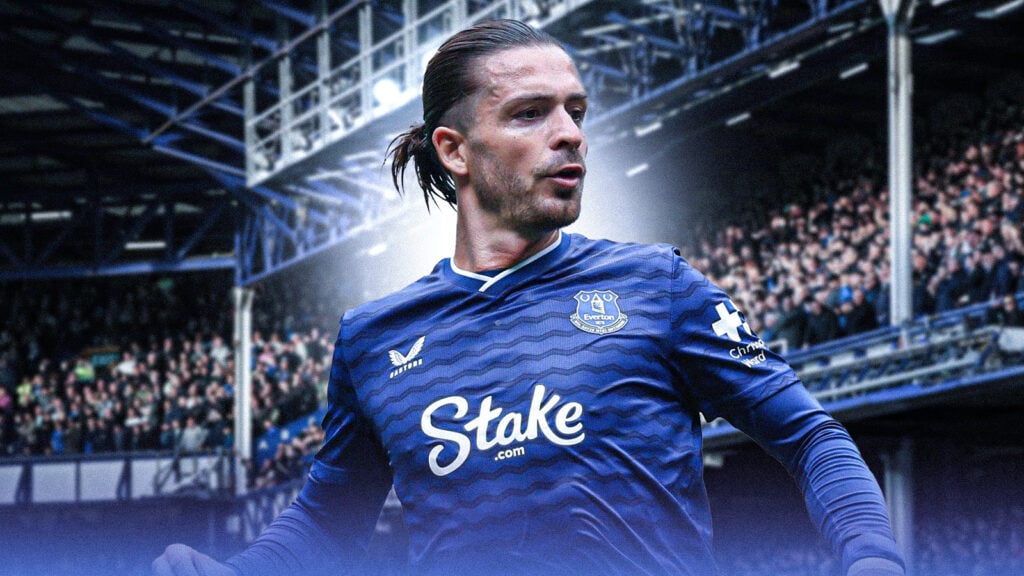 Jack Grealish in Everton's home kit