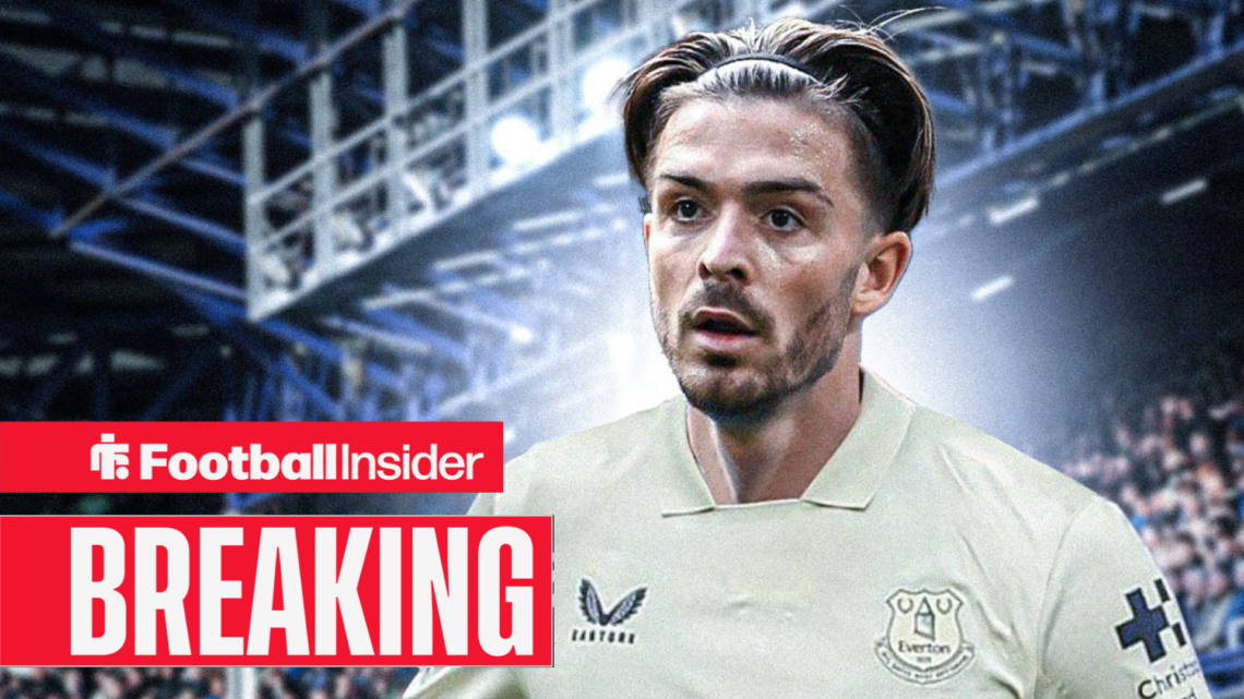 Jack Grealish at the Hill Dickinson Stadium, breaking news banner