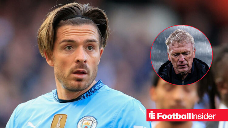 Man City's Jack Grealish, Everton manager David Moyes sad