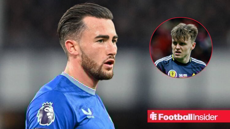 Leeds' Jack Harrison playing for Everton and Liverpool's Ben Doak