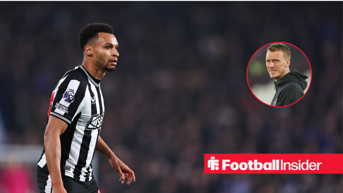 Jacob Murphy in a Newcastle United home shirt alongside a headshot of Dan Burn