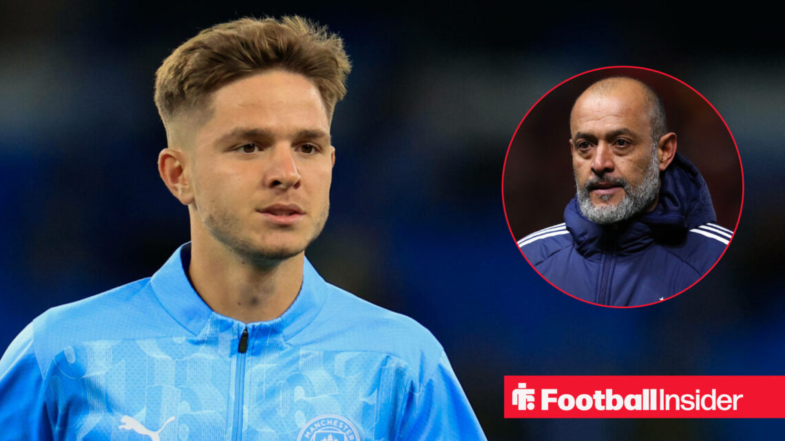 Man City's James McAtee and Nottingham Forest boss Nuno Espirito Santo