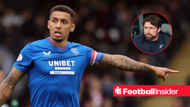 Rangers captain James Tavernier alongside an image of boss Russell Martin in a cicular frame