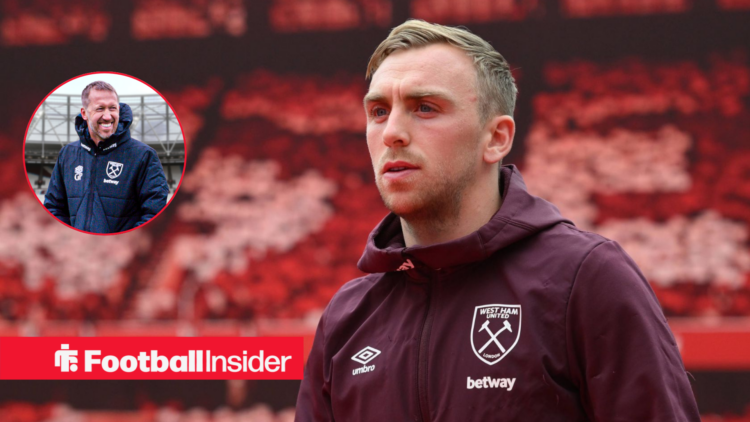 West Ham boss Graham Potter in a circular frame next to Jarrod Bowen