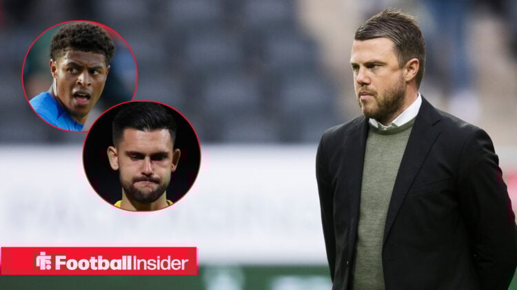 Aberdeen manager Jimmy Thelin, goalkeeper Dimitar Mitov and striker Kusini Yengi