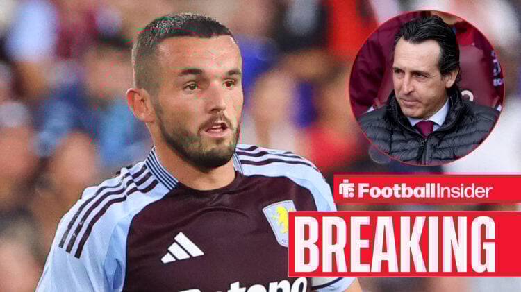 John McGinnn in action for Aston Villa, Unai Emery pictured inset