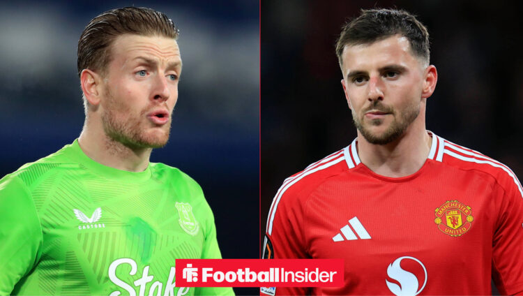 Everton goalkeeper Jordan Pickford, Man United midfielder Mason Mount