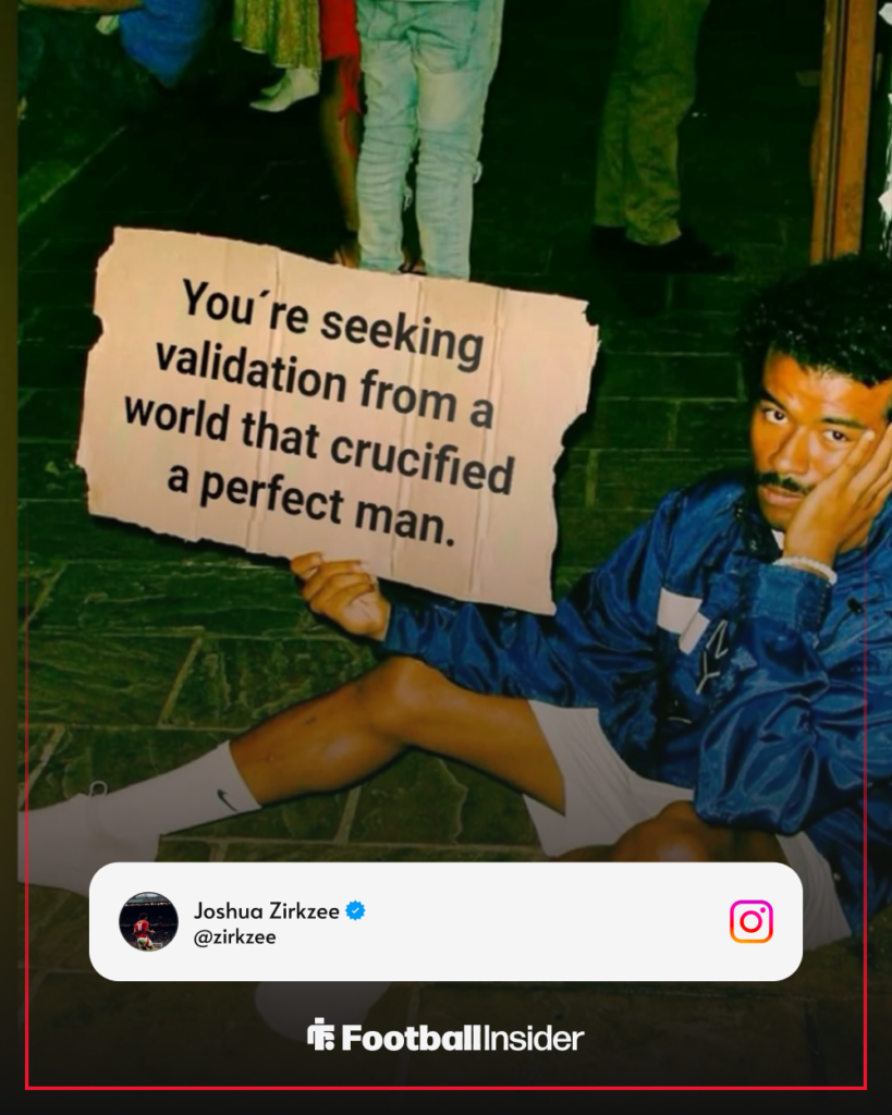 Joshua Zirkzee message on Instagram story