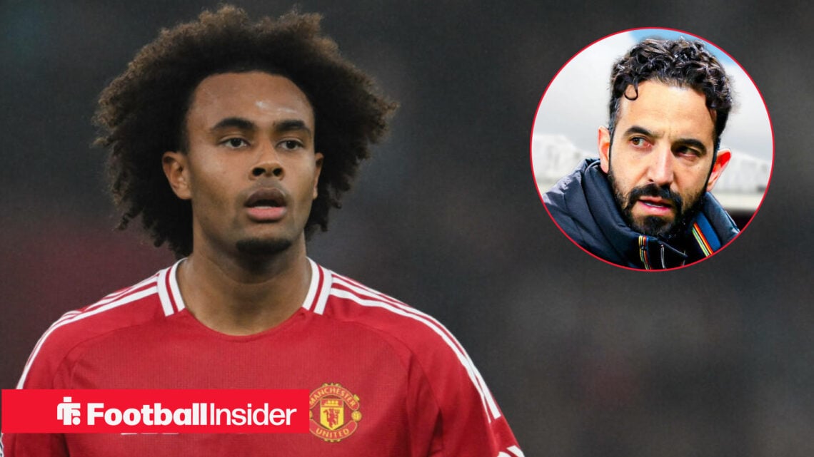 Joshua Zirkzee in Man United home shirt with Ruben Amorim inset