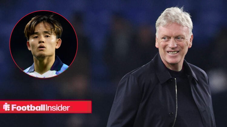 Takefusa Kubo and Everton manager David Moyes