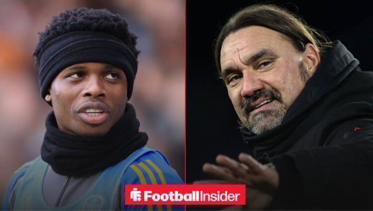 Largie Ramazani in Leeds training gear next to boss Daniel Farke