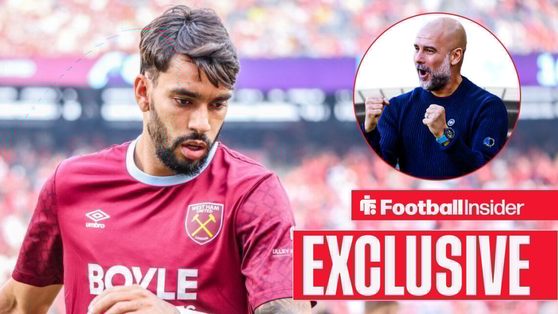 West Ham's Lucas Paqueta and Man City boss Pep Guardiola