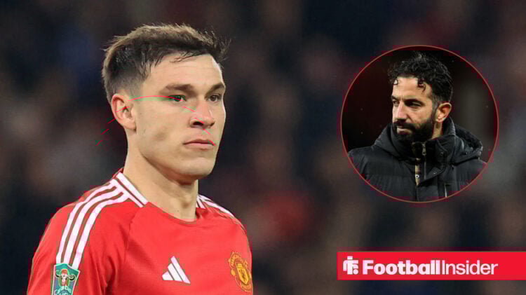 Man United midfielder Manuel Ugarte and boss Ruben Amorim