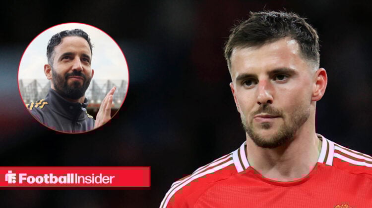 Man United midfielder Mason Mount pictured next to Ruben Amorim