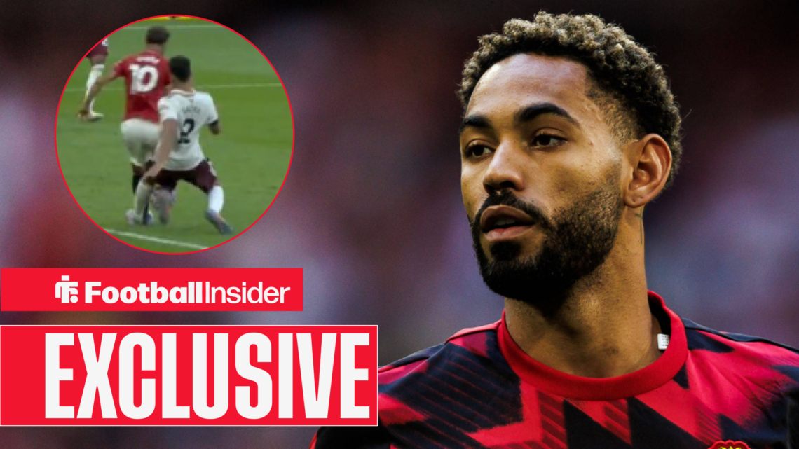 Exclusive News Matheus Cunha in a Man United kit, William Saliba's tackle on Cunha in a circular inset