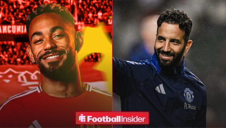 An image of Matheus Cunha alongside an image of Mana United boss Ruben Amorim
