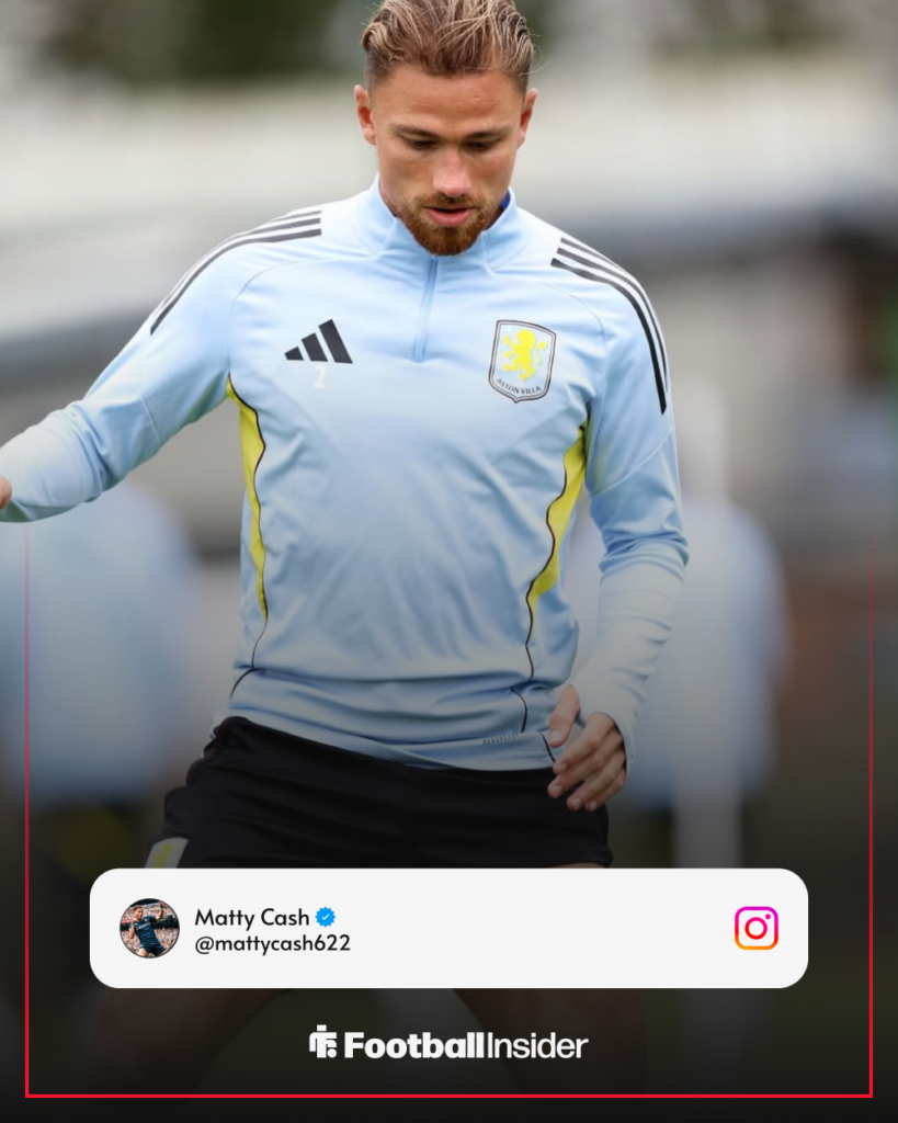 Matty Cash in Aston Villa training on Instagram