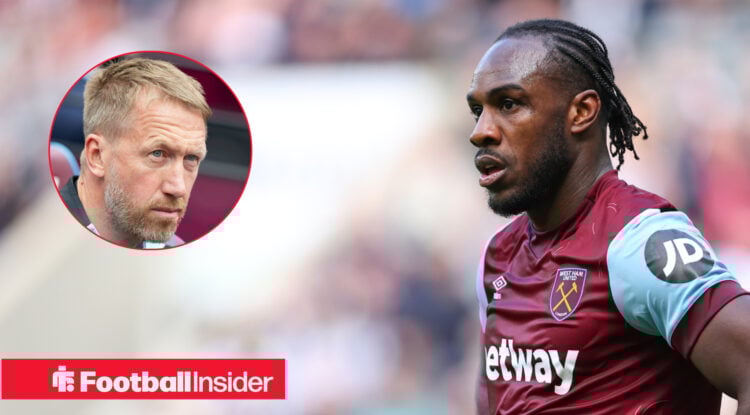 West Ham striker Michail Antonio and manager Graham Potter