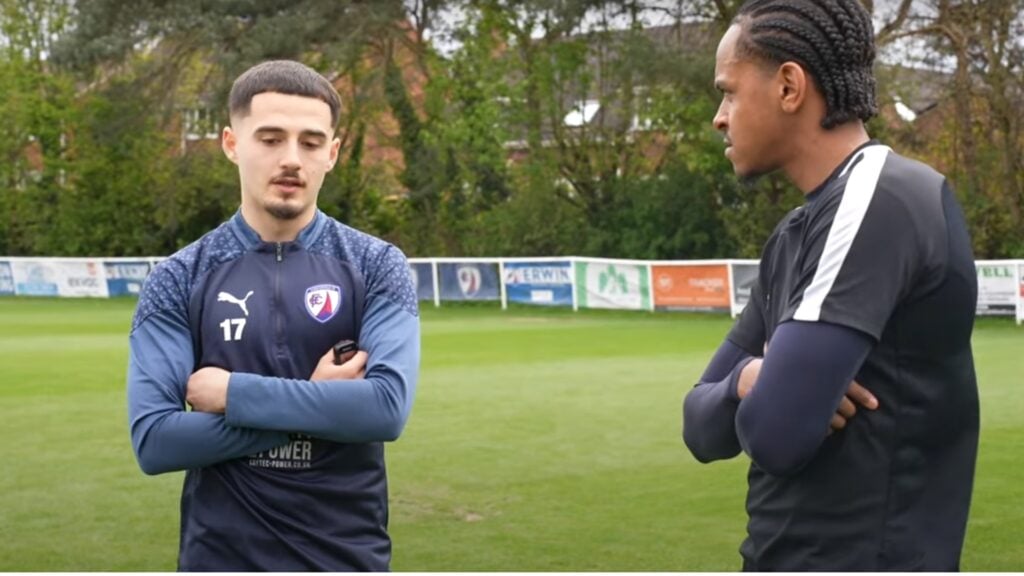 Chesterfield star Armando Dobra in training gear