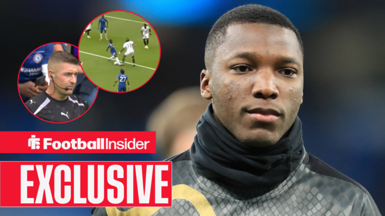 Moises Caicedo challenge on Alex Iwobi with Rob Jones also right inset and Caicedo main image