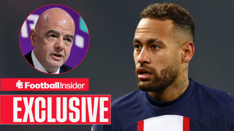 Exclusive news Neymar looks at FIFA's Gianni Infantino