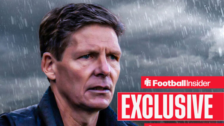 Crystal Palace boss Oliver Glasner in the pouring rain