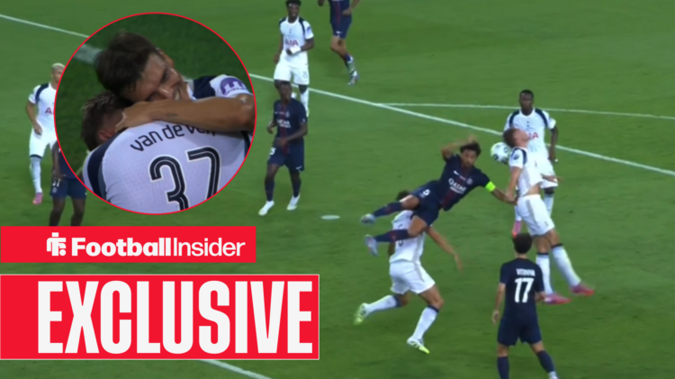 Exclusive news Tottenham midfielder Joao Palhinha barges PSG defender Marquinhos