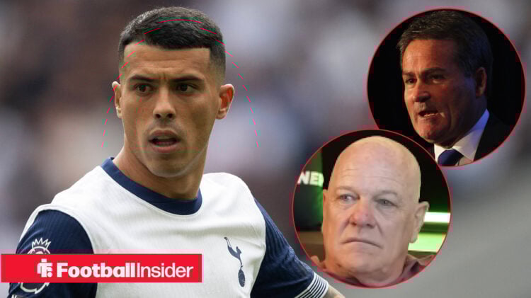 Pedro Porro on the left in a Spurs shirt with Andy Gray and Richard Keys on the right looking at him